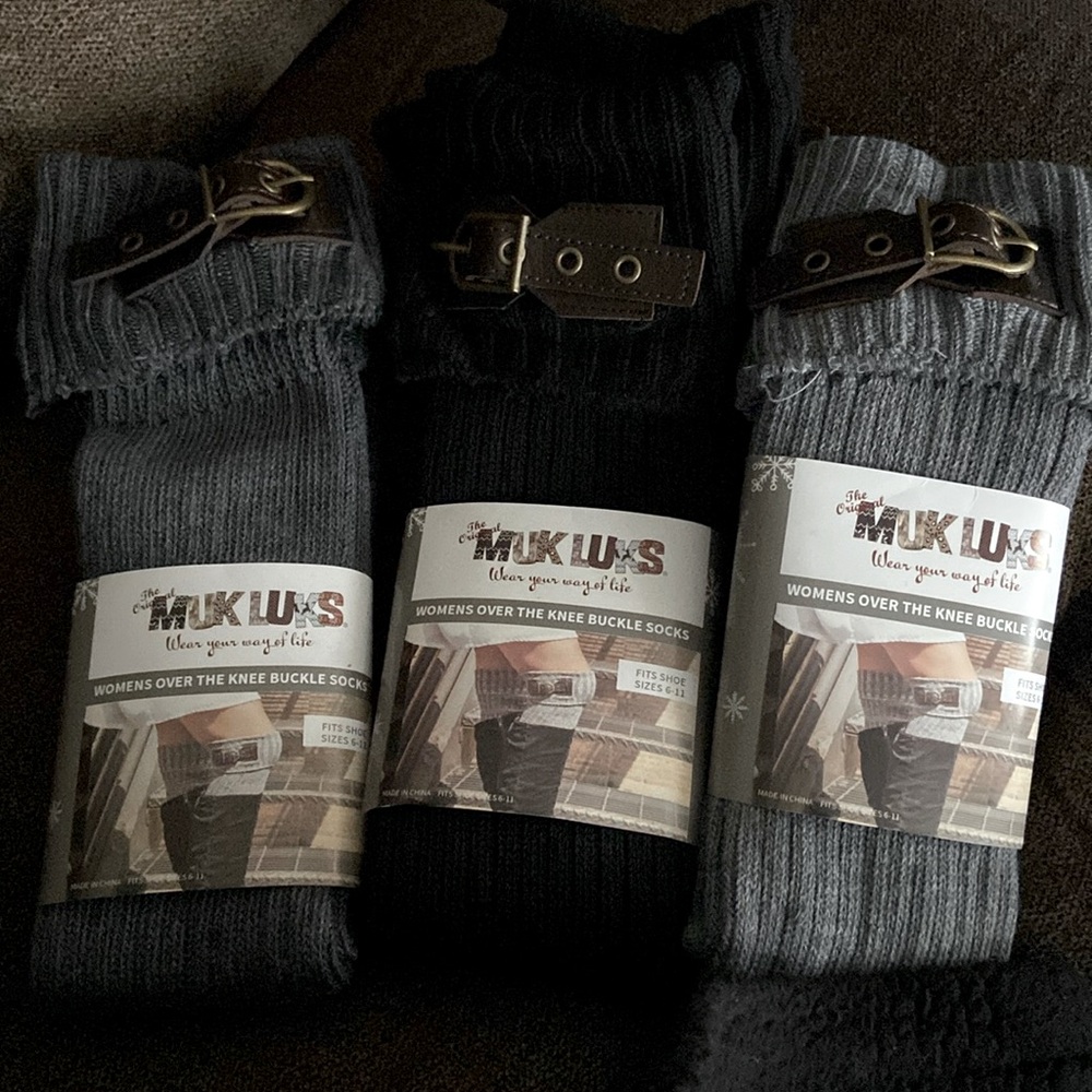 NWT MUK LUKS 3 pairs over the knee boot socks